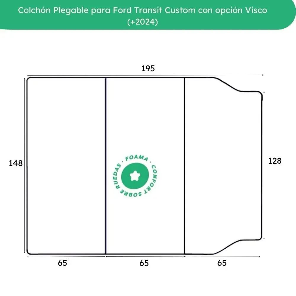 Medidas del colchón plegable Ford Transit Custom